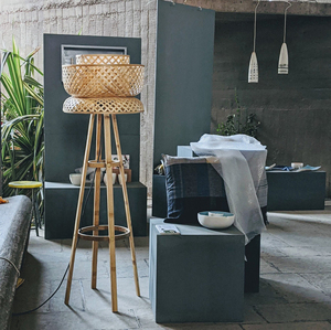 Bamboo floor lamp handweave lampshade lights decorative standing lamps for <b>indoor</b> <b>lighting</b> - Product Image 5