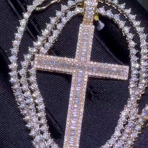 Customized 925 Sterling Unisex Hip Hop Style <b>Chain</b> Rapper Jewelry <b>Iced</b> White Diamonds Pendant Plated Charm Unisex Hip Hop Style - Product Image 6