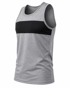 Débardeur Homme Uni à Blocs de Couleurs Col Rond Sans Manches Sportif Tricoté Respirant 100% Polyester Faible MOQ - Product Image 3