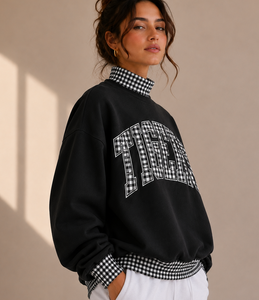 Custom TBSIGMA Sorority Sweatshirt Women Greek Letter Chenille Embroidery <b>Mock</b> Neck Cotton Fleece Relaxed Fit Pullover - Product Image 2