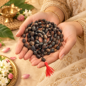 Rosario de Oración Natural Kamal Gatta Mala de 108 Cuentas, Japa Mala de Semillas de Loto, Forma Ovalada, Hecho en India para Puja y Meditación - Product Image 3