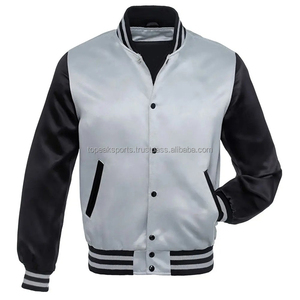2026 OEM Veste homme grande taille à col montant en satin gris, manches noires, coupe-vent, mode hiver, best-seller, prix de gros - Product Image 1