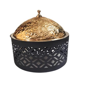 Modern Kitchenware Country Style Serving Dish with Conical Lid <b>Black</b> Wire Base for Wedding Food Serving & <b>Table</b> Decor - Product Image 1