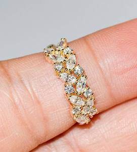 Bague de fiançailles en or 14 carats avec diamant de laboratoire certifié IGI, alliance éternelle ethnique pour femme en or blanc, jaune ou rose - Product Image 1