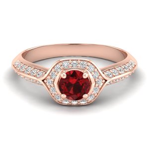 REYES Unique Design Round Cut 0.5Ct <b>Garnet</b> Gemstone Statement <b>Ring</b> For Women Wholesale Price 14K Gold Moissanite Solitaire <b>Rings</b> - Product Image 5