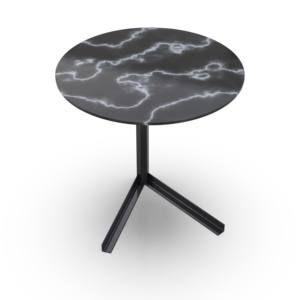 Mesa Auxiliar Redonda Minimalista para Café, Patas de Trípode de Metal Negro, Superficie con Efecto Relámpago, Mueble Moderno y Duradero para Sala de Estar - Product Image 6