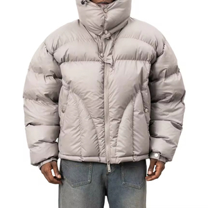 High Quality Men's Long <b>Thin</b> <b>Puffer</b> <b>Jacket</b> Hooded Reflective Waterproof Latest Fashion Style Customized Logo Wholesale Price - Product Image 6