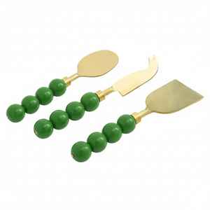 Decorative Resin Bead Handle Stainless Steel Cheese Knife Set Dishwasher <b>Safe</b> Eco-Friendly Table Top Cheese <b>Tools</b> Wholesale - Product Image 3