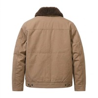 Blouson Bomber en Toile pour Homme avec Col en Fausse Fourrure, Fermeture Éclair, Veste de Travail Hiver, Manteau Kaki, Veste d'Extérieur, Logo Personnalisé