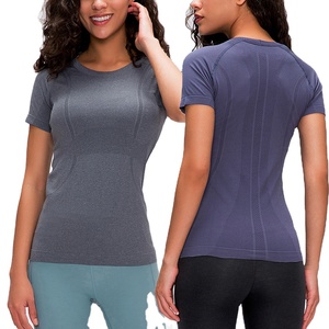 OEM logotipo personalizado cortado mujeres Yoga Top sin costuras gimnasio entrenamiento deportes camiseta para mujeres - Product Image 2
