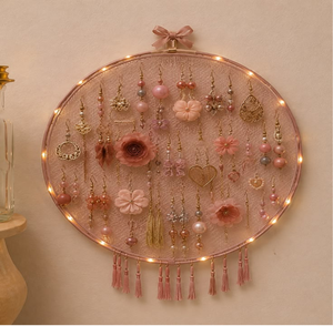 Creative ferris wheel gold metal <b>earring</b> display stand holder with mirrored base tray, available at wholesale prices. - Product Image 5