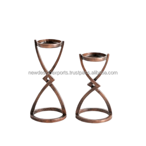 Architectural Hourglass <b>Taper</b> Stand – Hand-Finished Gold Aluminum <b>Candle</b> Sculpture - Product Image 5