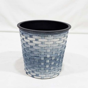 Top Rated Synthetic Wicker Tapered <b>Planter</b> Pot with Denim Blue Ombre Gradient Design - Product Image 4