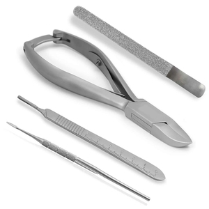 4 Pieces Precision Professional Ingrown Toenail Surgery Instrument <b>Set</b> Podiatry <b>Nail</b> Splitter & Elevator Kit for Clinics - Product Image 1