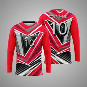 Camiseta deportiva de manga larga con sublimación personalizada – Camiseta de entrenamiento atlético con impresión de número y nombre de equipo personalizados - Product Image 1