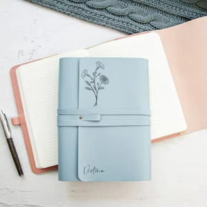 Personalized Birth Flower Leather Handmade 8x6 Inch Journal Custom Name Prayer Wellness Gratitude Refillable <b>Notebook</b> Gift <b>Blank</b> - Product Image 4
