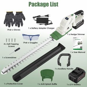 Cortasetos Eléctrico Inalámbrico de 21V con Cuchillas de Doble Acción, Diámetro de Corte de 0.6'', Recortadora Manual para Arbustos y Hierba, Producto Seguro - Product Image 6