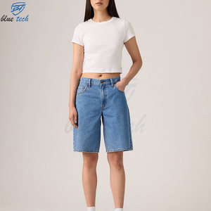 Custom Logo Women Denim <b>Shorts</b> High Quality Stretch High Waist Jean <b>Shorts</b> Supplier OEM ODM Wholesale Price - Product Image 4