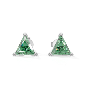 Boucles d'oreilles clous en argent sterling plaqué argent, émeraude taille triligne, bijoux classiques pour femme, Heerani Jewels Water Triangle - Product Image 2