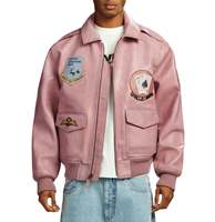 Blouson aviateur en cuir véritable rose pour homme Avirex, design patchwork, imperméable, réversible, service OEM personnalisé
