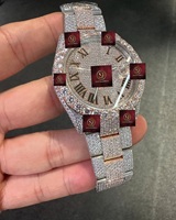 Jam Tangan Mewah Shreeji Jewels Stainless Steel Berlian 38mm Analog Mekanik Unisex Fashion Kristal Safir Alarm GPS