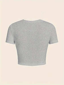 Camiseta Corta de Algodón para Mujer con Logotipo Personalizado, Moda de Verano, Camiseta Corta Informal de Manga Corta para Mujer, Ajustada, Estilo Urbano - Product Image 5