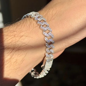 Bracelet pour homme en argent 925 avec moissanite, maillons cubains, coupe brillante ronde, plaqué rhodium, bracelet de luxe pour tous les jours - Product Image 2