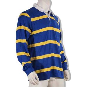 Camiseta de Rugby de Manga Larga a Rayas Azules y Amarillas para Hombre, Cuello Camisero, Manga Larga, Ropa Deportiva de Fútbol, Corte Regular, Todas las Temporadas, Algodón y Poliéster - Product Image 5