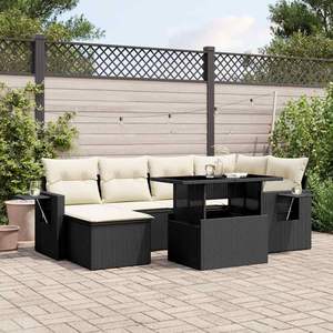 Conjunto de Sofás Modulares Grandes de Ratán PE Negro para Jardín, Muebles Modulares Elegantes para Exteriores - Product Image 1