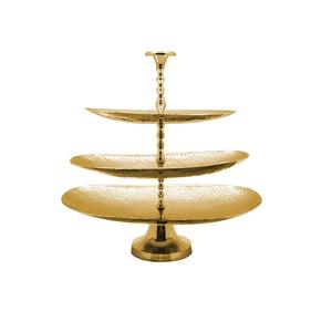 Décoration de table à dîner, support à gâteau en métal à 2 niveaux avec finition dorée, présentoir à dessert rustique pour mariage, anniversaire ou fête - Product Image 1