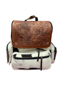 Handmade Genuine Leather Backpack Vintage Style Lavender <b>Patchwork</b> Cowhide Backpack Genuine Leather Women’s Travel Rucksack - Product Image 4