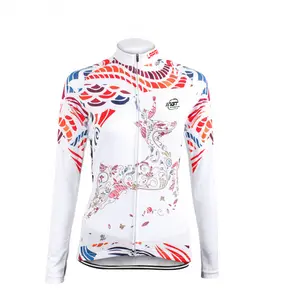 Vêtements de cyclisme personnalisés Chemises en jersey à manches longues d'été Maillot de cyclisme imprimé par sublimation Femme