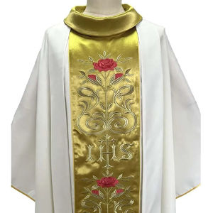 Oferta Especial: Casulla con Bordado Dorado y Rojo para Sacerdote, con Estola, Hecha a Medida, Bordado 2026 - Product Image 2