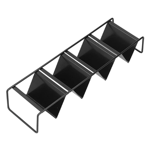Creative Black Coated Metal Taco Holder Stand with Mesh <b>Wire</b> Design Perfect for Home Kitchenware and Tabletop Food Display Tray - Product Image 2