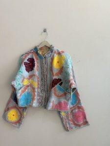Indian Embroidered Vintage <b>Kantha</b> Boho <b>Jacket</b> Kiara Cut Suzani <b>Kantha</b> <b>Jacket</b> - Product Image 4