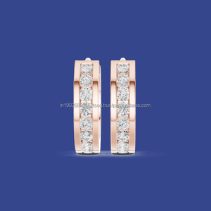 Classic Style Double Sided Inlaid Sparkling Round Zirconia <b>Silver</b> 925 Women <b>Hoop</b> <b>Earrings</b> Fits for Birthday Graduation Season - Product Image 1