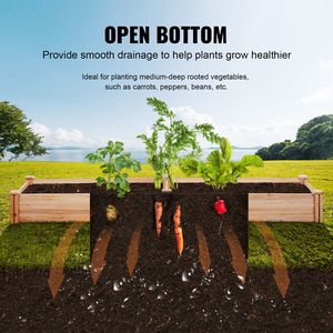 Raised Garden Bed 7.9 X 2 X 0.8 Ft Wooden <b>Planter</b> Box with Open Base for Outdoor Flowers and <b>Vegetables</b> - Product Image 6