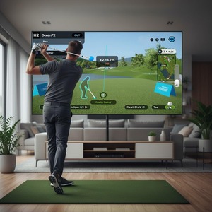 Ensemble de simulateur de golf Ultimate Studio, double radar et moniteur photométrique avec entraînement à la vitesse, écran d'impact, projecteur HD - Product Image 2