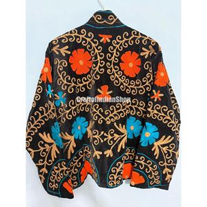 Hand Embroidered Velvet Suzani Jacket Bohemian Winter Wear <b>Coat</b> Jacket Floral Velvet Suzani Embroidered Birthday Gifts For Her - Product Image 5
