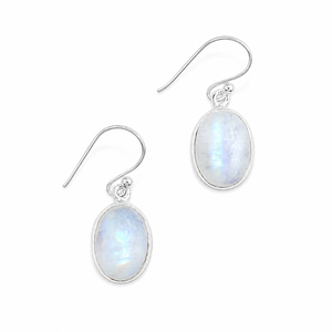 Boucles d'oreilles pendantes en argent 925 avec pierre de lune bleue, faites à la main, ovales, design de bijoux fins, pour toutes les occasions - Product Image 2
