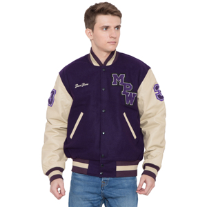 Chaqueta Varsity Personalizada para Hombre, Cuerpo de Lana, Mangas de Cuero, Bordado con Parche de Chenille, Chaqueta Bomber Letterman, Estilo Universitario Vintage de Béisbol - Product Image 1
