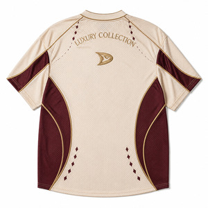 Wholesale Custom Logo <b>Y2K</b> Mesh Athletic Jersey Retro Cream Burgundy Sports Shirt Embroidered Streetwear Manufacturer - Product Image 3
