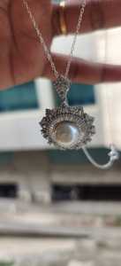 จี้มุกขาวประดับทองคำแท้ 925 เงินแท้ สร้อยคอไข่มุกเม็ดเดียว สร้อยคอแต่งงาน เครื่องประดับเจ้าสาว ของขวัญสำหรับเธอ - Product Image 5