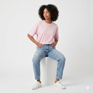 T-shirt oversize pour femme, col rond, manches courtes, coupe décontractée - Product Image 2