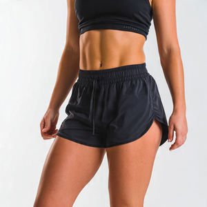 Shorts de sport d'été pour femmes, taille élastique avec cordon de serrage, séchage rapide, ajustés, doux, brillants, brodés, en polyester/coton - Product Image 2