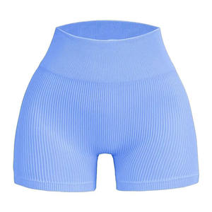Ensemble de sport pour femmes personnalisé en gros : short de yoga et fitness respirant, léger, couleur unie, effet délavé, élastique, style hip-hop - Product Image 1