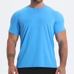 เสื้อยืดเจอร์ซีย์ฮิปฮอปแขนสั้นผู้ชาย สีน้ำเงิน แห้งเร็ว ระบายอากาศได้ดี กันยับ ทรงปกติ คอกลม ผ้าโพลีเอสเตอร์ทอแบบลำลอง - Product Image 1