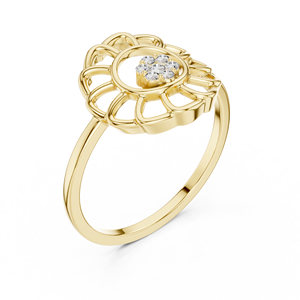 Anillo de oro amarillo macizo de 14k para mujer, minimalista, con piedras cultivadas en laboratorio de corte brillante redondo, para uso diario, banda apilable - Product Image 3