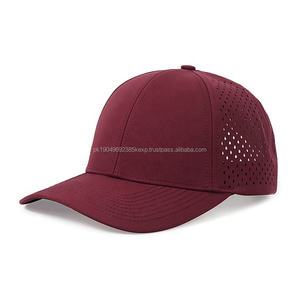 Gorra de béisbol de secado rápido de alta calidad, malla cortada con láser personalizada, 5 paneles, tela impermeable, ala curva, gorra Snapback, estilo ajustado - Product Image 5