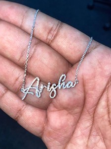 Custom Name Arisha Pendant Necklace 925 Silver Crystal Letter Chain Classic Style Everyday Wear Unisex Jewelry - Product Image 1